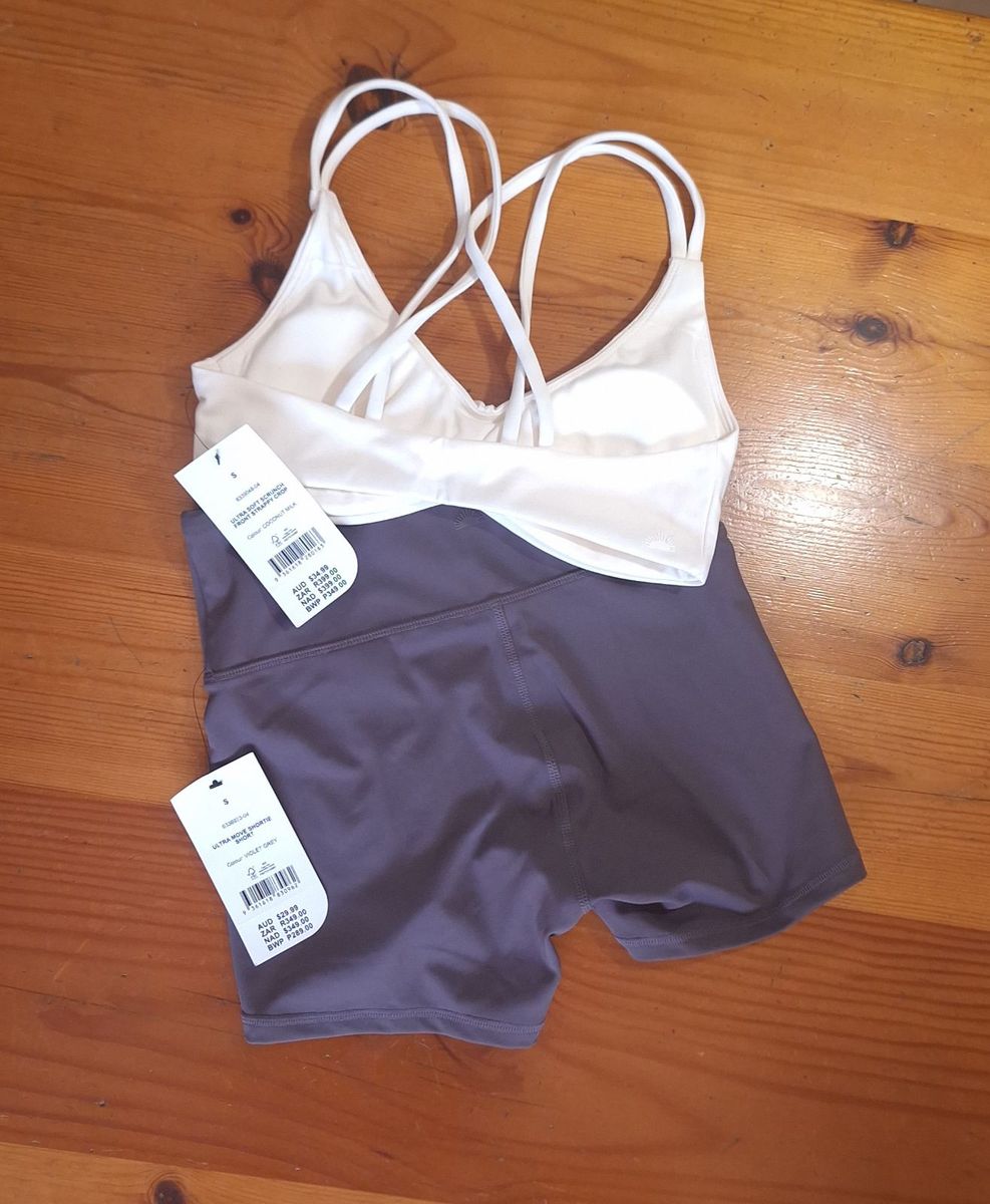 Cotton On Womens Gym Set Ultra Soft Scrunch Front Strappy Crop and Ultra Move shortie Short